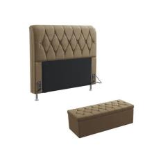 Kit Cabeceira Estofada Sirius 160 Para Cama Queen e Calçadeira Sagitar