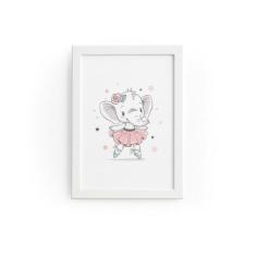 Quadro Elefante Bailarina e Estrelas Moldura Branca 22x32cm - Quartinh