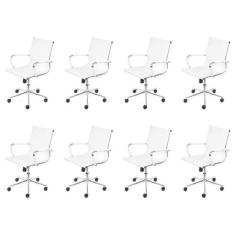 Kit 8 Cadeiras Escritório Diretor Esteirinha Rodízio Relax material si