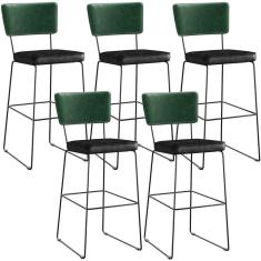 Kit 05 Banquetas Altas Allana L02 Facto Verde Musgo Preto