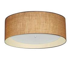 Plafon Cilíndrico Cúpula em Duplo Tecido 60x25, Vivare Iluminação, Plafon3008 LPLA, Palha/Bege, Grande