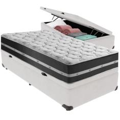 Cama Box Baú e Colchão Classic Preto Molas ensacadas Solteiro Anjos,  