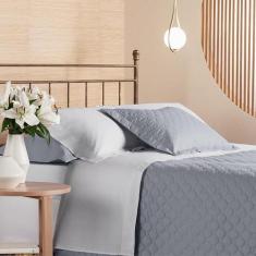 Lençol Elástico Solteiro King 200 Fios Privilege Cinza - Andreza Enxov