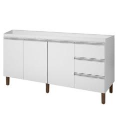 Balcão Gabinete Para Pia Karen 159cm Sem Tampo 3 Portas Branco - Abmaz