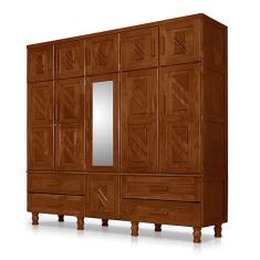 Guarda Roupa Com Espelho Castanho Chicago 105 - Cor: Marrom