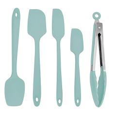 Kit Espátulas Silicone Profissional Com Pegador Inox Verde