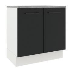 Balcão Madesa Agata 80cm 2 Portas Branco Preto