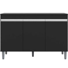 Balcão De Pia Para Cozinha 120 Cm Kadu 3 Portas Preto