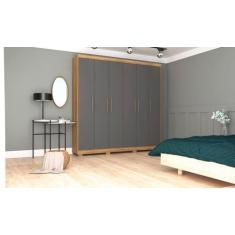 Guarda Roupa Pernambuco 6 Portas e 6 Gavetas - Nature / Alasca - Vila 