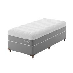 Cama Box Solteiro com Colchão Sublime Mola Ensacada e Espuma Viscoelástica (32x78x188) Cinza e Branco