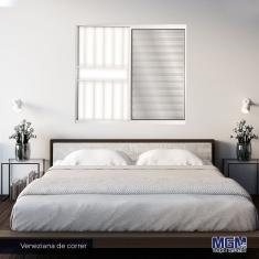 Janela Veneziana De Aluminio 3 Folhas Com Grade Vidro Liso 100X150 Mgm Branco