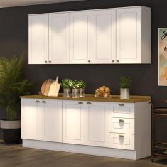 Cozinha Compacta 4 Peças 9 Portas 3 Gavetas Emily Espresso Móveis Branco Hp