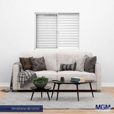 Janela Veneziana De Aluminio 3 Folhas Com Vidro Liso 100X100 Mgm Branco
