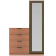 Cômoda Sapateira Versatti 1 Porta 1 Prateleira 113.7cm MDF Amadeirado com 4 Gavetas e Espelho