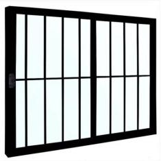 Janela de Correr Alumínio 100 x 120 x 8 cm Grade 2 Folhas V. Incolor E