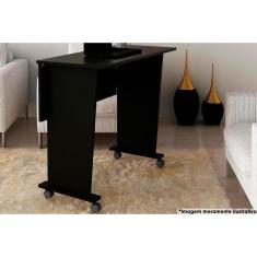Mesa Notebook Escritório Dobrável ME4117 c/ Rodízios Preto - Tecno Mobili