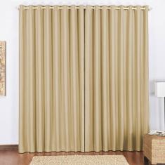 Cortina Block Blackout Blecaute Para Trilho Comum Tecido Corta Luz 3,00 X 2,60M Janela - Avelã