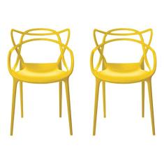 Kit 2 Cadeiras Decorativas Sala e Cozinha Feliti (PP) Amarela - Gran Belo