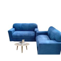 Jogo de Sofá 2 e 3 lugares Azul Caneta Barato Suede