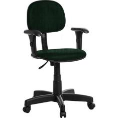 Cadeira Escritorio Secretaria Com Braço Em Crepe Verde - Goldflex, Sec