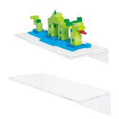 Play Platoon Prateleiras de exibição de tijolos de construção, 2 unidades, mini figuras, prateleira de acrílico para parede de 30 x 12 cm, compatível com Lego, Megablox e outras marcas importantes -