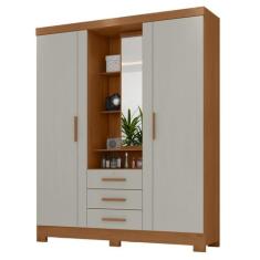 Guarda Roupa Solteiro Capelinha Premium 3 Portas de Bater 3 Gavetas - 