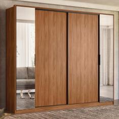 Guarda Roupa Casal Laredo 4 Portas de Correr 4 Gavetas MDP Nogueira-Nude Prime Tx Demóbile