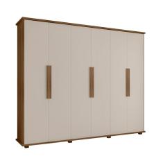 Guarda Roupa Casal Bérgamo 6 Portas 4 Gavetas MDP-MDF Cinamomo Off White RV Móveis