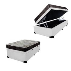 Cama Box Baú Solteiro Colchão Aylla Espuma D33 Acolchões + Box Sintético 61x88x188