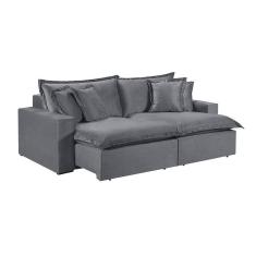 Sofá 2 Lugares Retrátil Encosto Fixo M-145 Veludo Martins Grafite