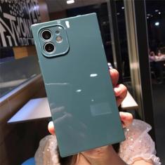 Capa de telefone de silicone quadrada macia para iPhone 11 12 13 14 Pro Max XS X XR Max 7 8 Plus Mini SE 2020 Capa traseira amortecedora, cinza, para iPhone 14Pro