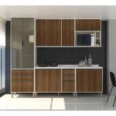 Cozinha Completa Modulada 6 Peças, Paneleiro Vidro Reflecta, Armários 