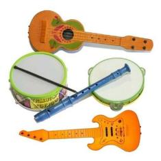 Kit 5 Itens Violão Pandeiro Flauta Tambor Brinquedo Infantil - DUTATI