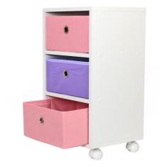 Mesa de cabeceira gaveteiro Organibox com 3 gavetas e rodízios 32x56x3