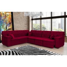 Sofá Magno 2.57x3.32m De Canto, Retrátil E Reclinável - Vinho