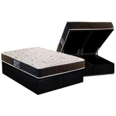 Cama Box Baú Queen: Colchão Ortopédico Anjos D28 / AG65 Pantanal + Bas