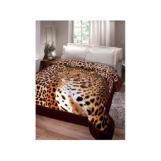 Cobertor Jolitex Casal Kyor Plus 1,80x2,20m Leopardo, Marrom, Casal