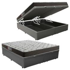 Cama Box Baú Queen Colchão Mola Ensacada Acolchões + Box Sintético 65x158x198