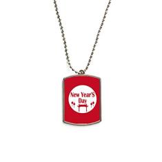 Colar com pingente de etiqueta de cachorro em aço inoxidável Happy New Year Wishes