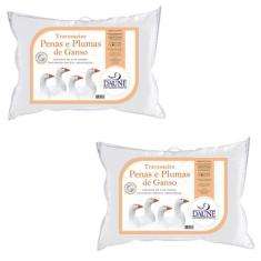 Kit de 2 Travesseiros de Penas e Plumas - Médio - Daune