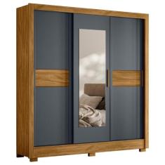 Guarda Roupa com Espelho Rodes Freijó Cinza - CASA H