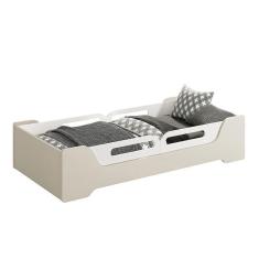 Cama Evolutiva Zaki, 2 Kits Proteção Lateral Usinada e Colchão D33 - Reller Móveis Areia Fosco