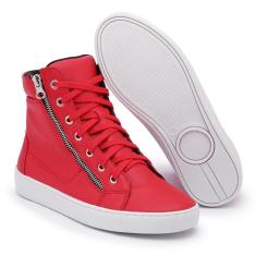Tênis Botinha Feminino Cano Alto Com Detalhe-Feminino