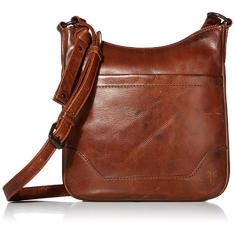 FRYE Melissa Bolsa transversal com zíper, Conhaque, One Size