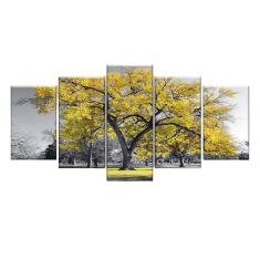 Quadro Decorativo Árvore Grande Amarela 129X61 5Pc Sala