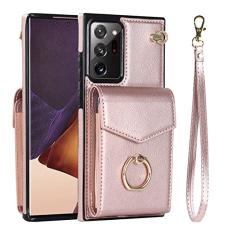 Capa de telefone com anel de carteira de couro para Samsung Galaxy S22 Ultra S21 Plus S20 Note20 A52S A72 A33 A53 A13 A12 A51 Capa de ouro rosa para Samsung S22Plus