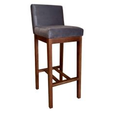 Banqueta Alta Estofada com Encosto Lisboa 100 Cm Madeira Maciça Suede Cinza CCS