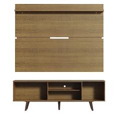 Rack Madesa Dubai e Painel para Tv até 65 Polegadas com Pés - Rustic/branco 6e5z