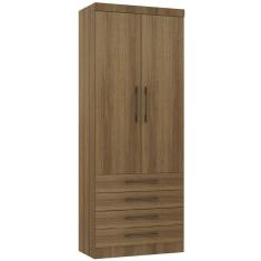 Guarda Roupa Modulado 90cm 2 Portas E 4 Gavetas Paris Luciane Móveis Avelã Pf Com Avelã Pf