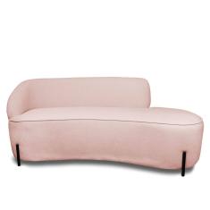 Sofá 2 Lugares Orgânico 140cm Pé Ferro Pto Morgan Bouclê Rosê L01 - D`Rossi